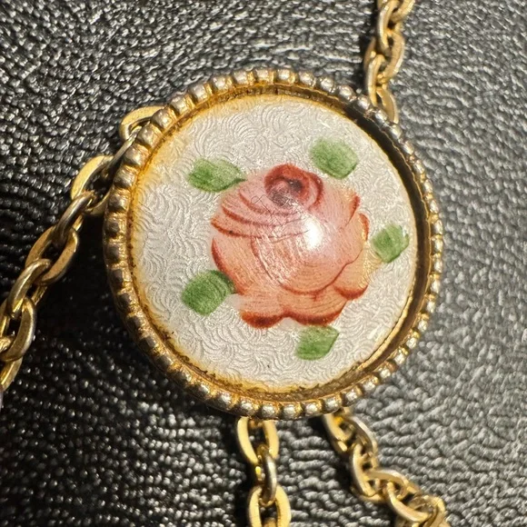 Vintage Floral Gold Tassel Pendant Lariat Necklace - Picture 5 of 7